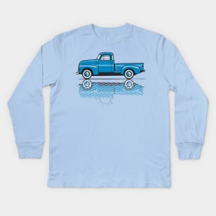 Blue Vintage Truck Kids Long Sleeve T-Shirt